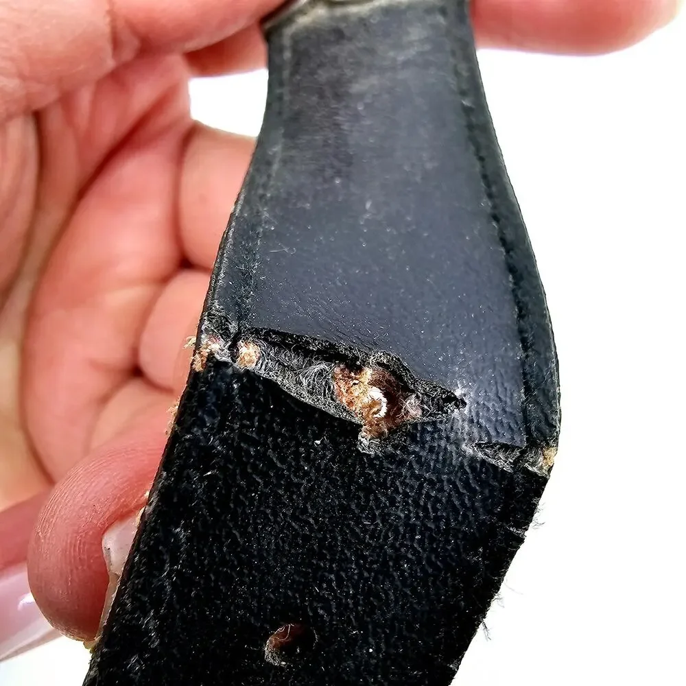 Vintage Women's Black Southwestern Leather Belt colorful silver buckle size M